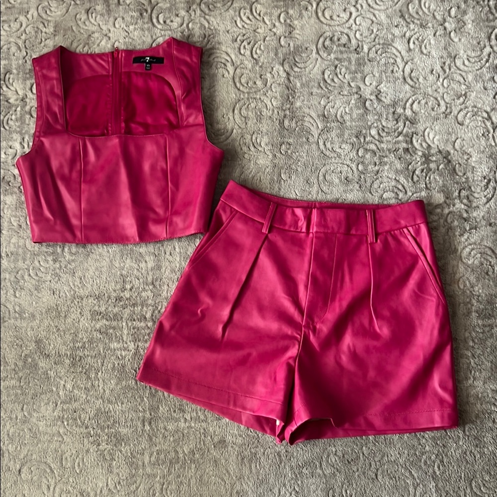 Pink Crop Top and Shorts Set